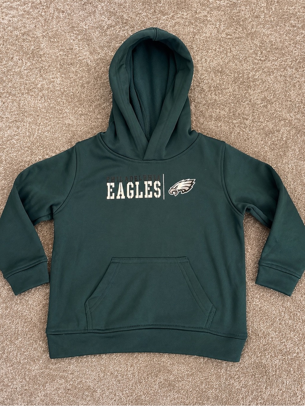 NFL Youth Dark Green Eagles Pullover Hoodie 3T